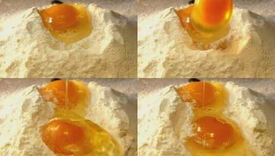 鸡蛋掉到一堆面粉里高清在线视频素材下载
