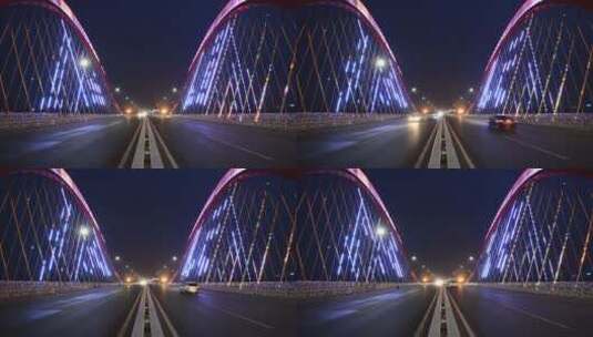 城市桥梁夜景，艾溪湖大桥高清在线视频素材下载