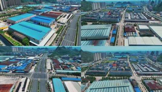 桂林新区秧塘路周边的工业园多镜头航拍高清在线视频素材下载