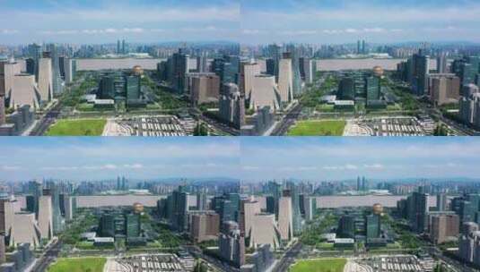 【4K】杭州钱江新城全景航拍上升高清在线视频素材下载