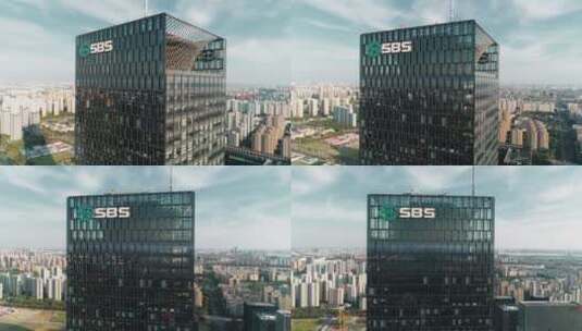 中国苏州玻璃办公楼的建筑景观高清在线视频素材下载