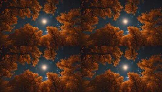 秋夜树林星空仰视景观高清在线视频素材下载