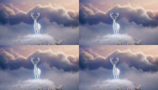 云端白鹿梦幻场景高清在线视频素材下载