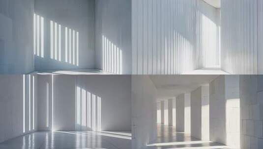 白色条纹墙面室内光影场景高清在线视频素材下载