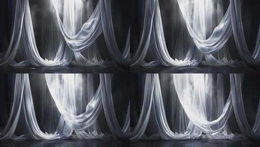 飘动的舞台白色纱幕背景高清在线视频素材下载