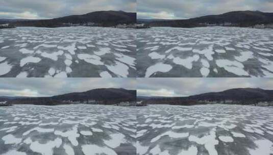 日本北海道阿寒湖冬季雄阿寒山风光高清在线视频素材下载
