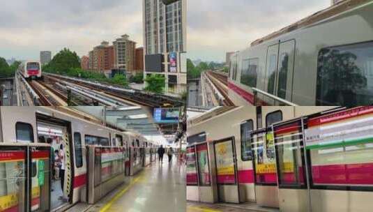广州南沙进站的地铁出站高清在线视频素材下载