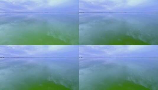 青海格尔木察尔汗盐湖碧绿湖泊航拍自然风光高清在线视频素材下载