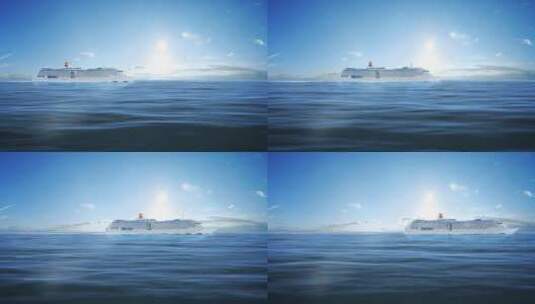 海面上航行的游轮动画高清在线视频素材下载