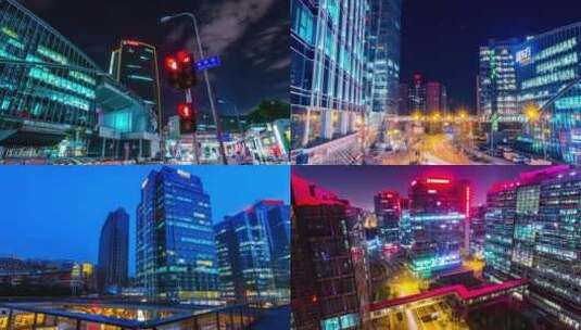 北京中关村夜景延时一组高清在线视频素材下载