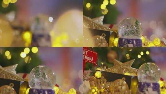 唯美欧美圣诞节氛围装扮布置水晶球高清在线视频素材下载