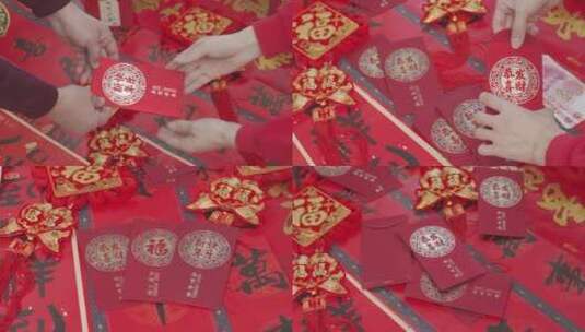 春节实拍发红包—红包展示—包红包高清在线视频素材下载
