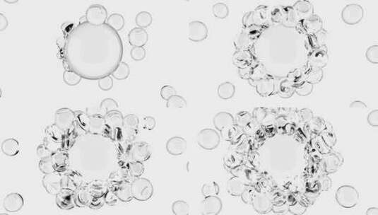 小透明球体 液体气泡簇 微距拍摄 护肤概念高清在线视频素材下载