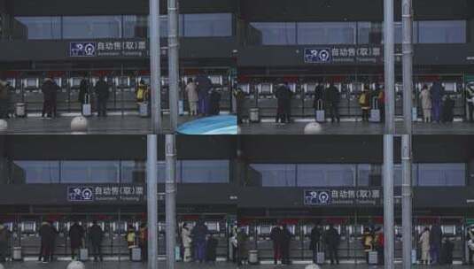 2023年春运下雪的上海虹桥火车站高清在线视频素材下载
