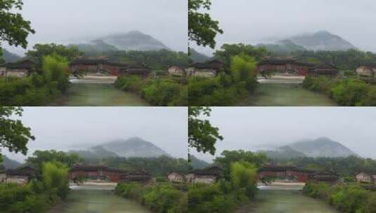 浙江温州泰顺廊桥山色云雾延时空镜高清在线视频素材下载