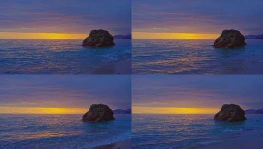 大海海上天空太阳升起海岛海湾日出高清在线视频素材下载