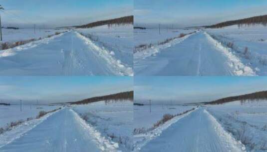 冬季山区冰雪道路山路雪路高清在线视频素材下载