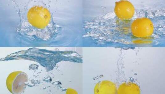 可商用夏日冰爽柠檬升格慢镜头高清在线视频素材下载