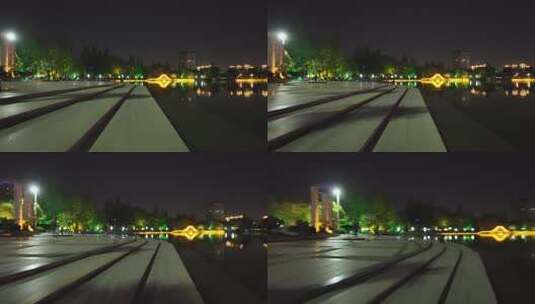 芜湖鸠兹广场夜景航拍高清在线视频素材下载
