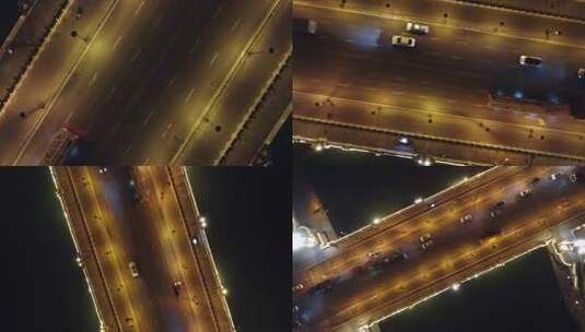 0068高清4k航拍天津海河地标北安桥夜景高清在线视频素材下载