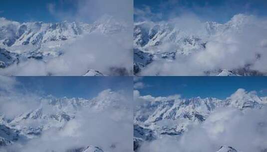雪山云雾飘动云雾缭绕云层流动雪景高清在线视频素材下载