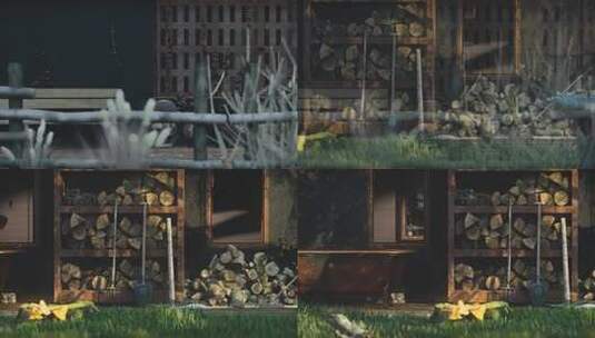 废弃工厂 游戏画面 破乱农场 游戏里的画面高清在线视频素材下载