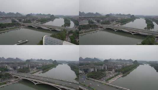 广西桂林解放大桥交通航拍高清在线视频素材下载