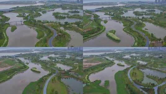 航拍厦门马銮湾双溪湿地公园高清在线视频素材下载