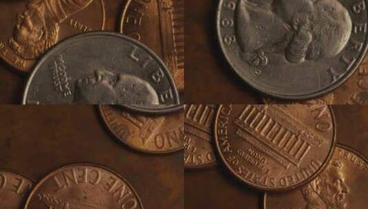 美国货币硬币的旋转库存镜头-MONEY 0280高清在线视频素材下载