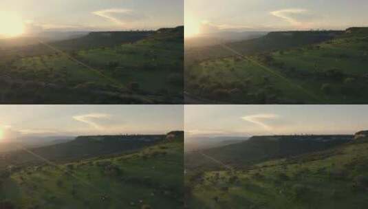 日落时分从高处看到的高原高清在线视频素材下载