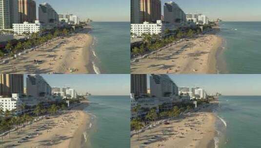 佛罗里达州布劳沃德县劳德代尔堡海滩无人机向游客开枪高清在线视频素材下载