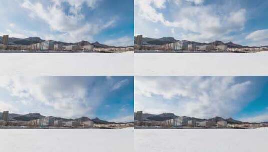 冬季城市蓝天白云大气压迫感延时高清在线视频素材下载