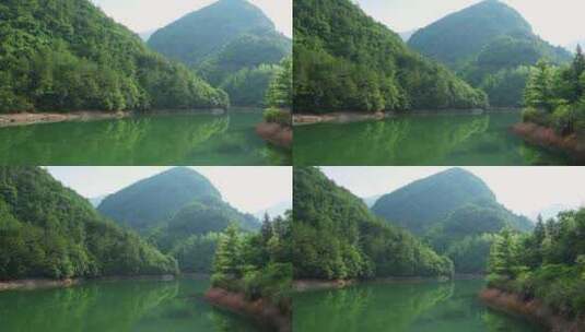 山里绿色的森林和湖泊高清在线视频素材下载
