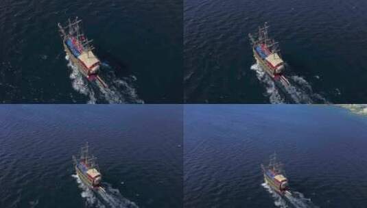 海上帆船的航拍视图高清在线视频素材下载