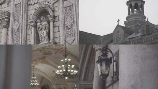 石湫影视基地复古教堂欧式建筑高清在线视频素材下载