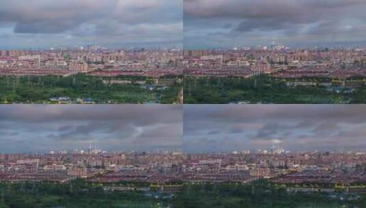 航拍上海城市全景乌云压城延时摄影高清在线视频素材下载