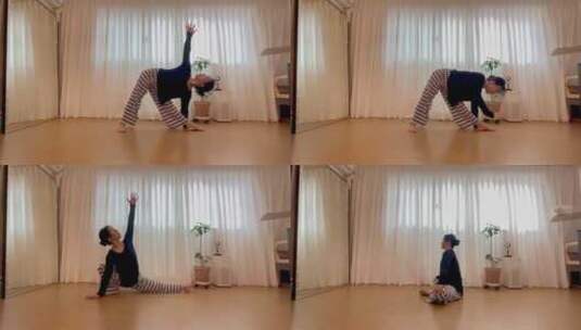 女人在家练习瑜伽02高清在线视频素材下载