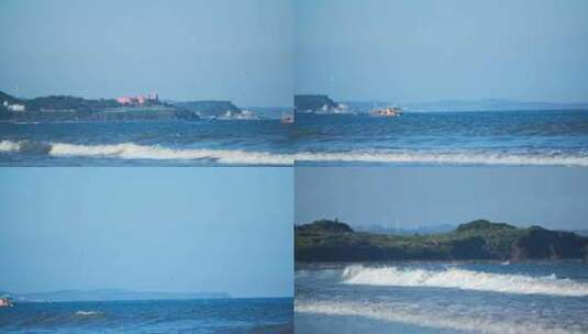 香山湾海鸟海鸥海浪海岛大海漳州月光沙滩高清在线视频素材下载