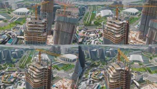 上海前滩东方体育中心怡和广场建设中的大楼高清在线视频素材下载