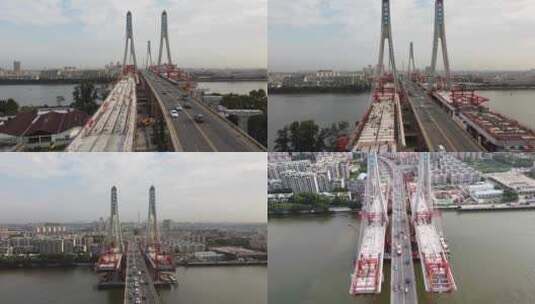 城市建设:桥梁施工航拍高清在线视频素材下载