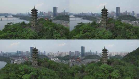 广西柳州盘龙公园航拍高清在线视频素材下载