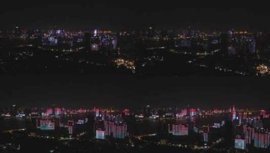 武汉长江晚上城灯光航拍4高清在线视频素材下载