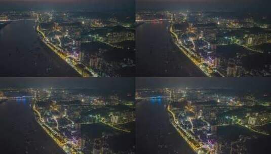 梧州中心城区夜景航拍延时视频高清在线视频素材下载