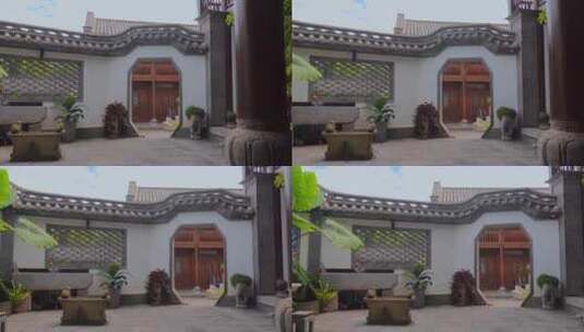 明清建筑中国风庭院墙门洞高清在线视频素材下载
