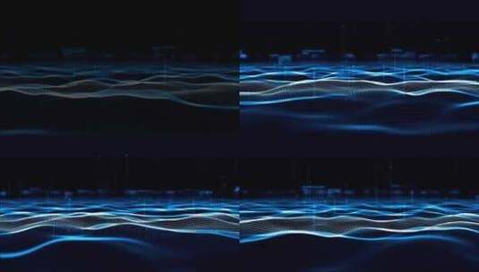 蓝色波浪粒子背景高清在线视频素材下载