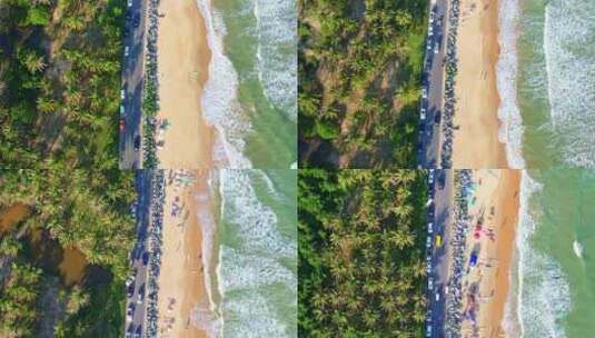 海南省万宁市日月湾大海沙滩椰树冲浪高清在线视频素材下载