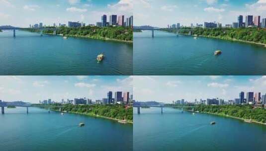 柳州柳江水上公交城市航拍宣传片高清在线视频素材下载