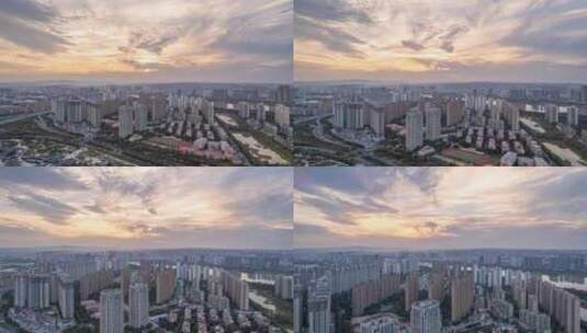 河南洛阳城市建筑晚霞风光延时高清在线视频素材下载