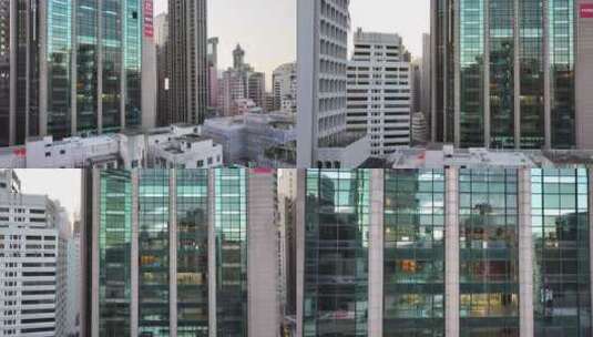香港湾仔区宝明大厦航拍高清在线视频素材下载