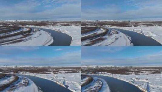 雪原上即将冰封的河流 延时高清在线视频素材下载